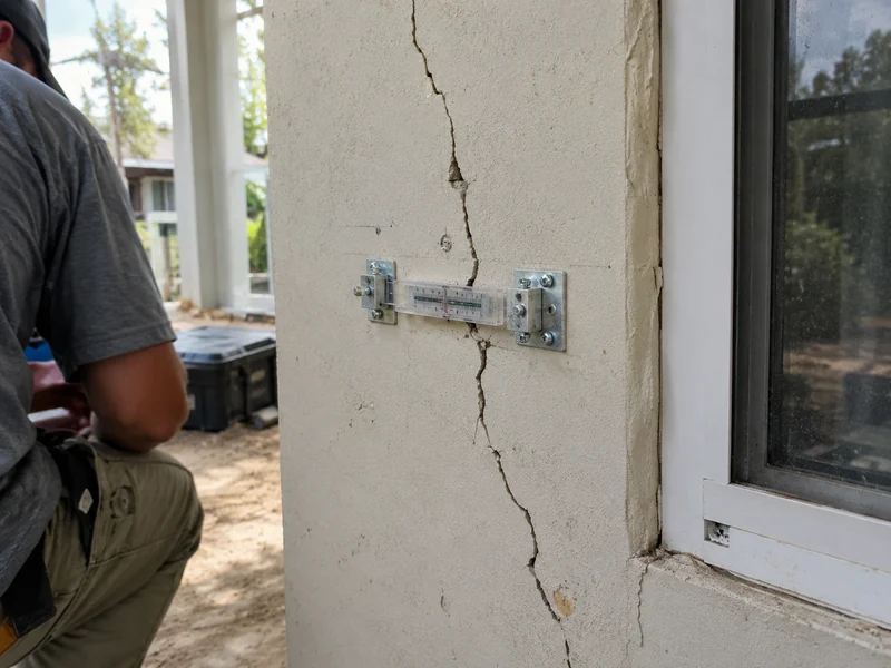 Crack monitor installed across a drywall crack to track movement