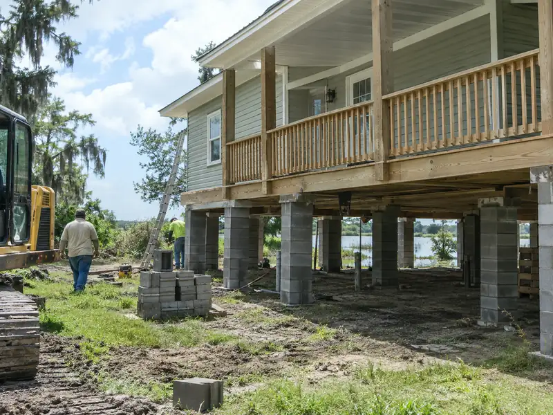 Elevated home set on new piers above flood level in Louisiana